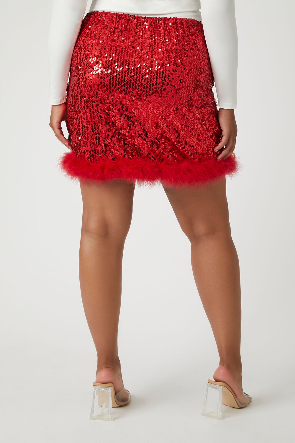 Plus Size Sequin Ornament Mini Skirt - Image 4