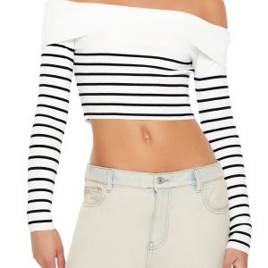 Striped Off-the-Shoulder Sweater