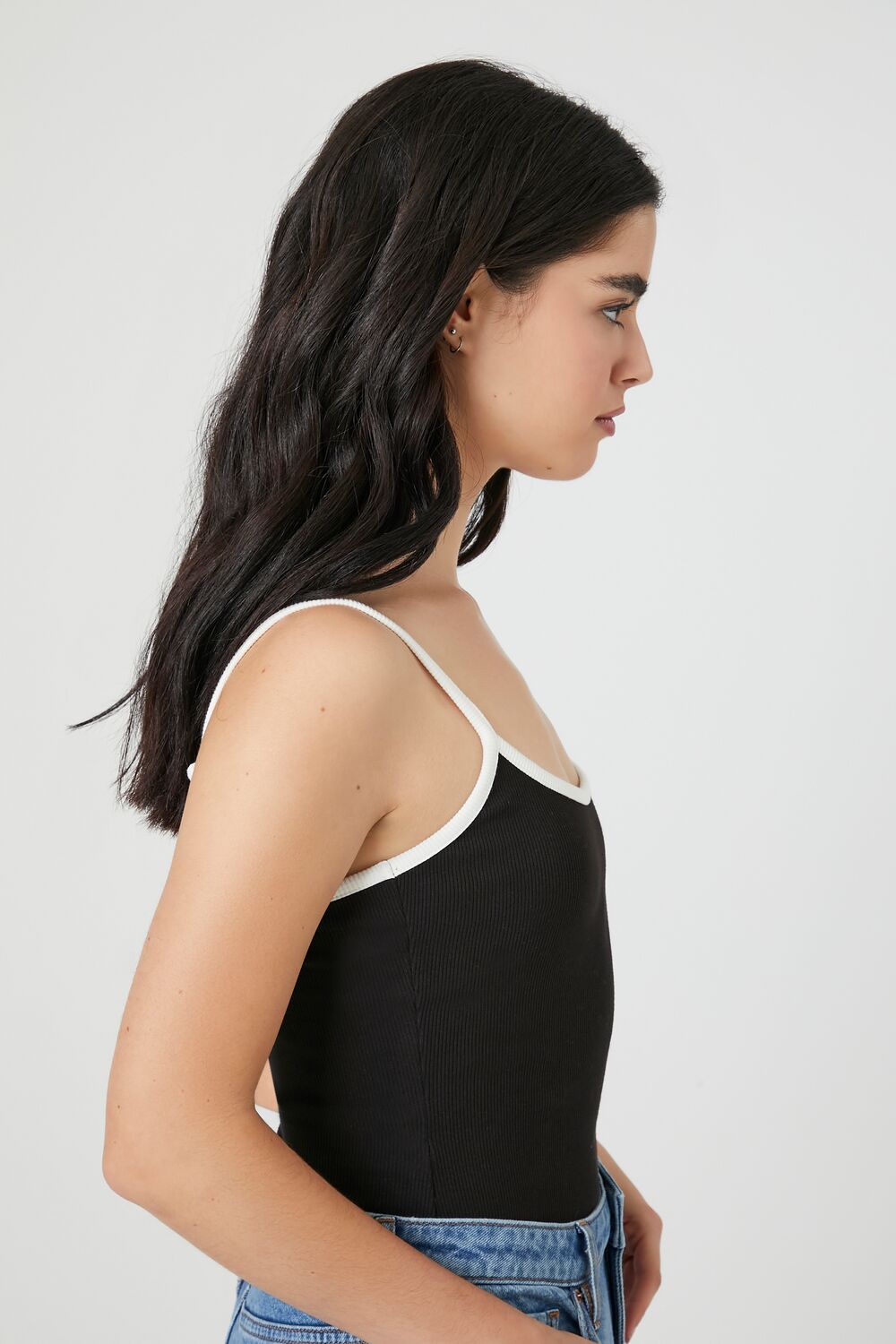 Ribbed Knit Ringer Cami Bodysuit - Image 2