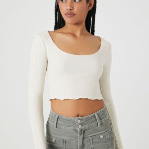 Pointelle Knit Crop Top