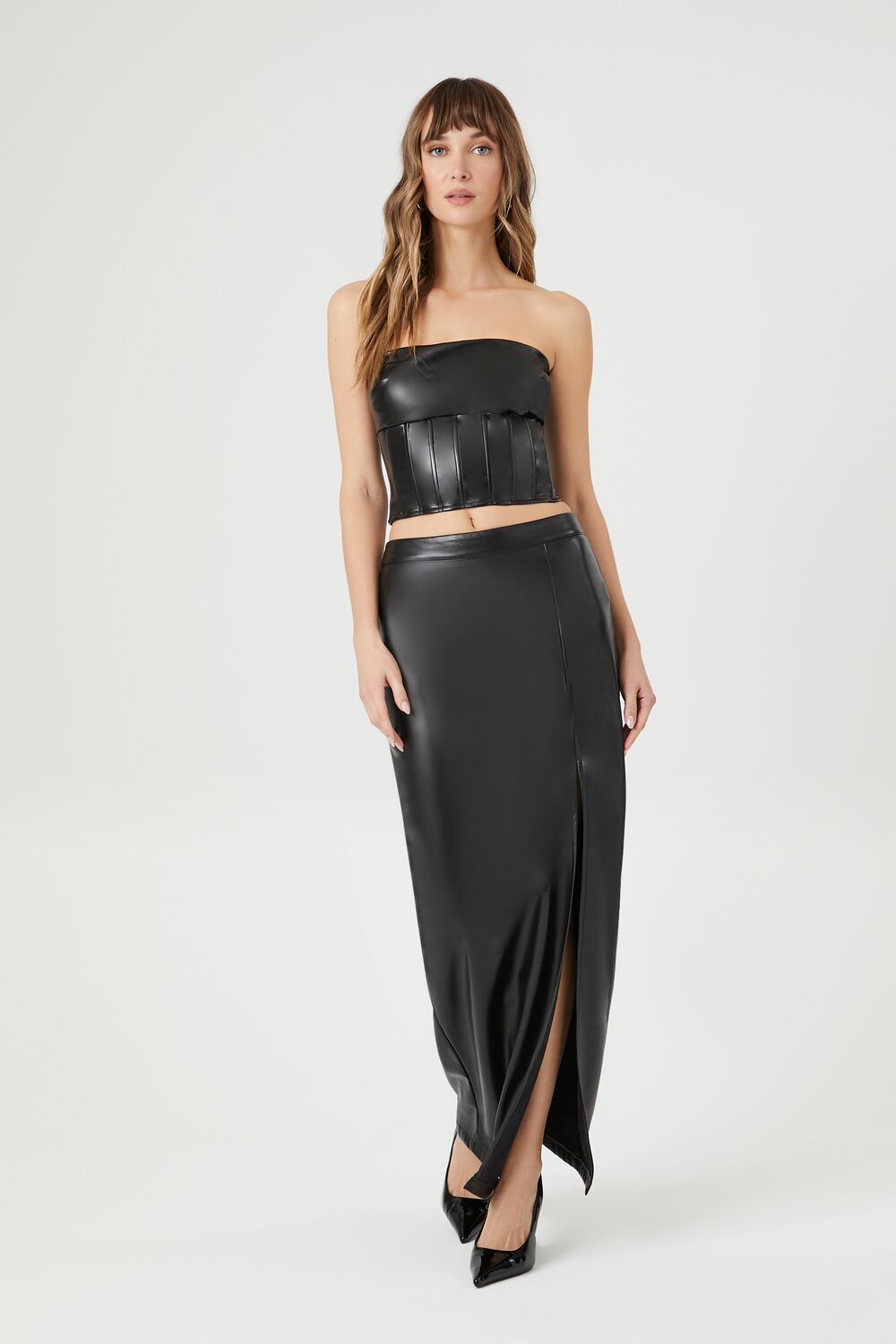 Faux Leather Cropped Tube Top - Image 4