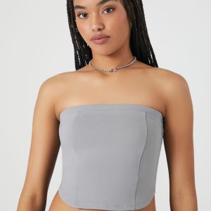 Ponte Knit Curved-Hem Tube Top