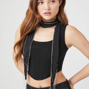 Chain-Fringe Oblong Scarf