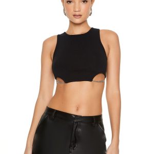 Sweater-Knit Chain Crop Top