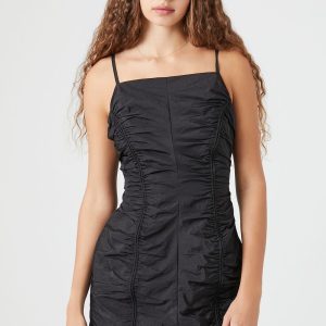 Ruched Toggle Drawstring Mini Dress