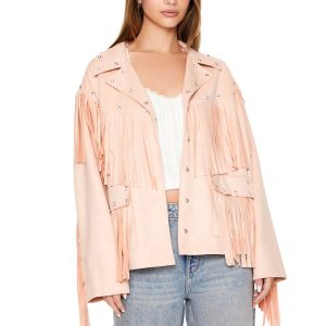 Fringe Faux Suede & Gem Jacket