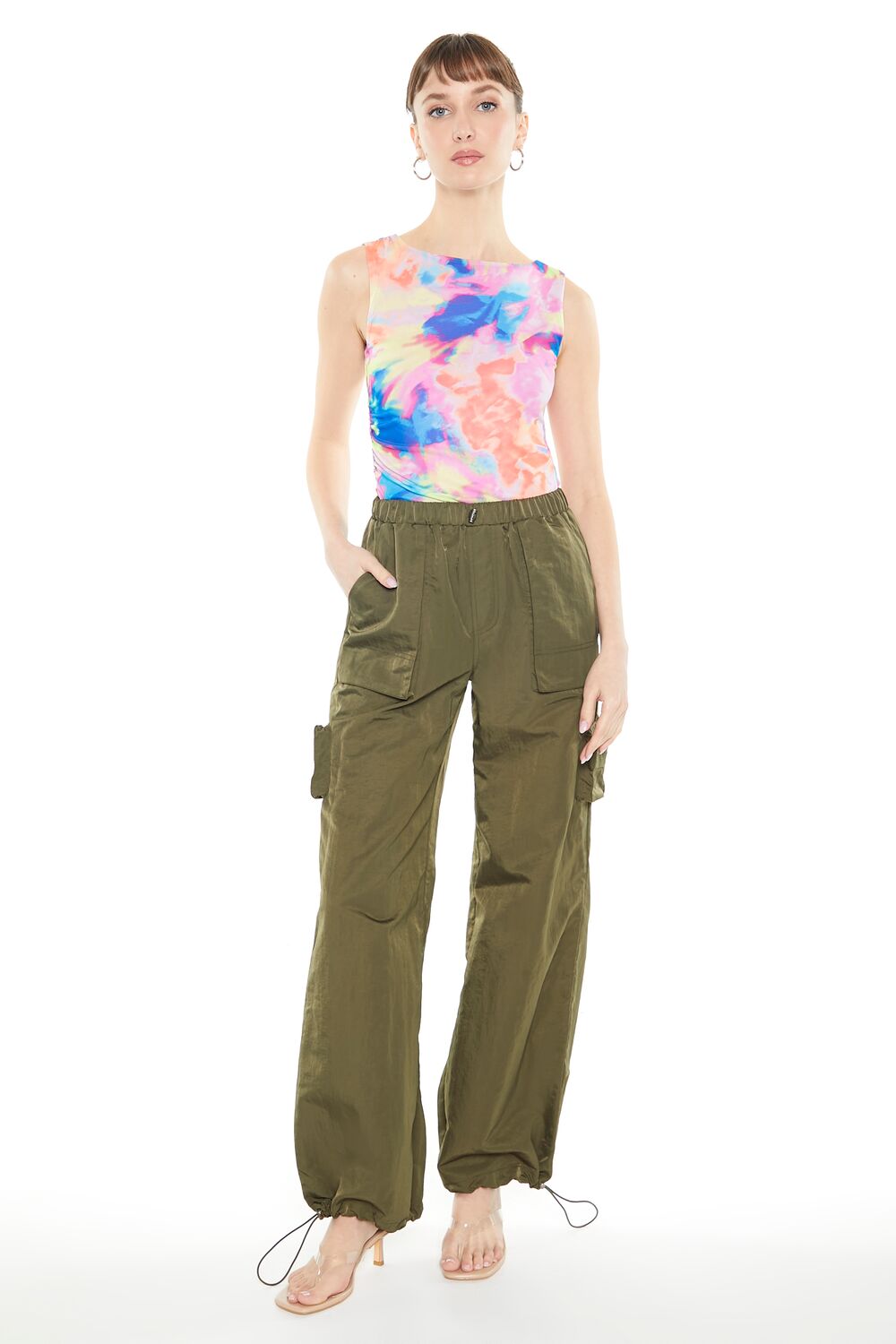 Ruched Tie-Dye Mesh Bodysuit - Image 4