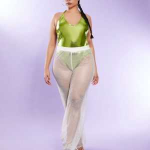 Plus Size Rhinestone Wide-Leg Pants