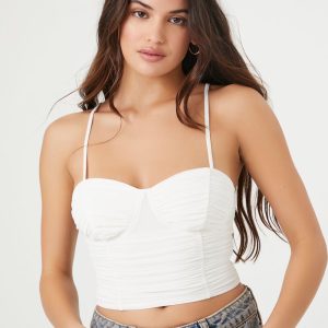 Ruched Mesh Cropped Cami