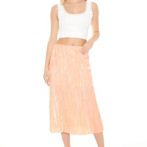 Crinkled High-Rise Midi Skirt