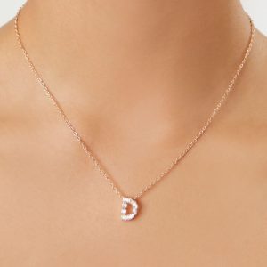 Faux Gem Initial Pendant Necklace