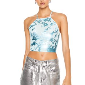 Metallic Burnout Tie-Back Cami