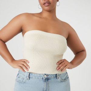 Plus Size Sweater-Knit Tube Top