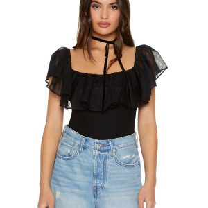 Ruffle-Trim Bodysuit