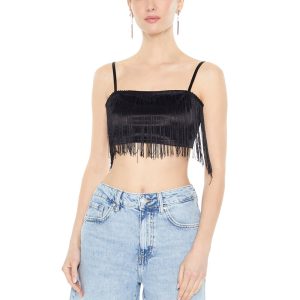 Satin Fringe Cropped Cami