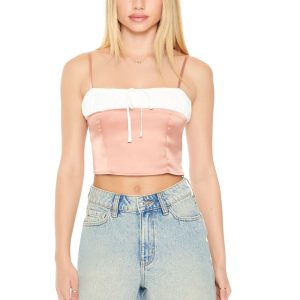 Cropped Satin Colorblock Cami
