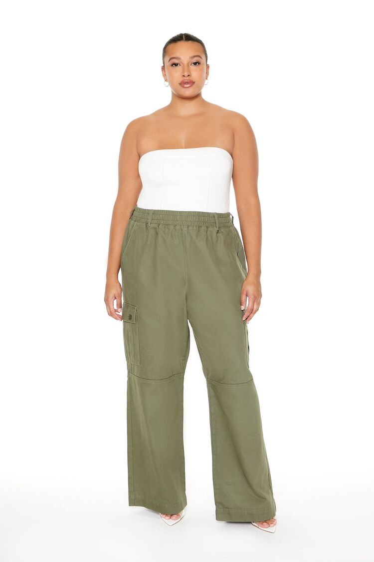 Plus Size Twill Wide-Leg Cargo Pants - Image 9