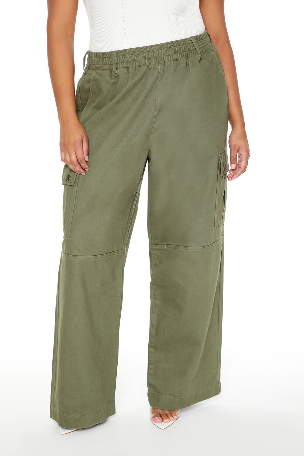 Plus Size Twill Wide-Leg Cargo Pants - Image 12
