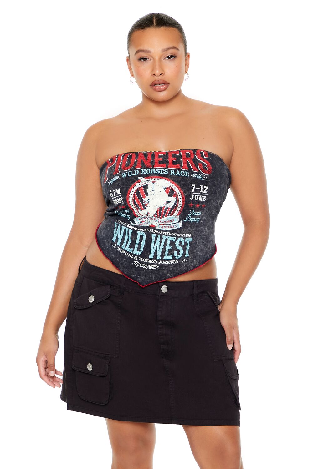 Plus Size Twill Cargo Mini Skirt - Image 4