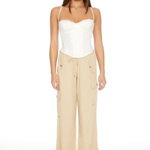 Drawstring Wide-Leg Cargo Pants