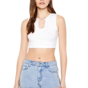 Chain Sweater-Knit Crop Top