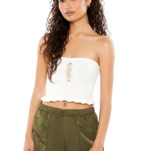 Sweater-Knit Ruffle Tube Top