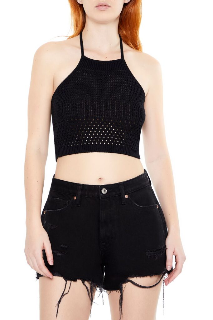 Sweater-Knit Halter Crop Top