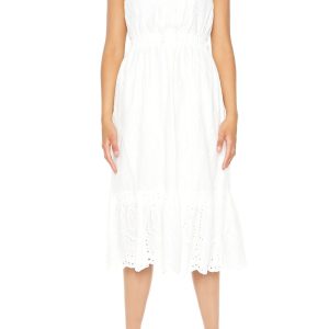 Strapless Eyelet Bow Midi Dress