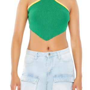 Sweater-Knit Halter Crop Top