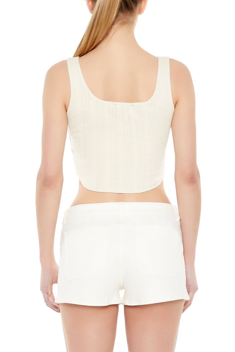 Rosette Pointelle Knit Crop Top - Image 3