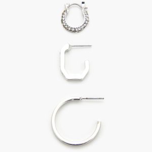 Geo Rhinestone Hoop Earring Set