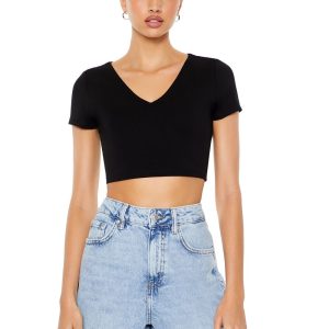 Cropped V-Neck Tee