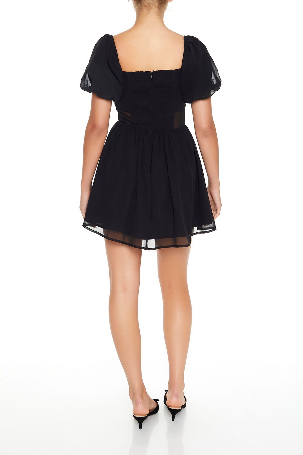 Puff-Sleeve Babydoll Mini Dress - Image 5