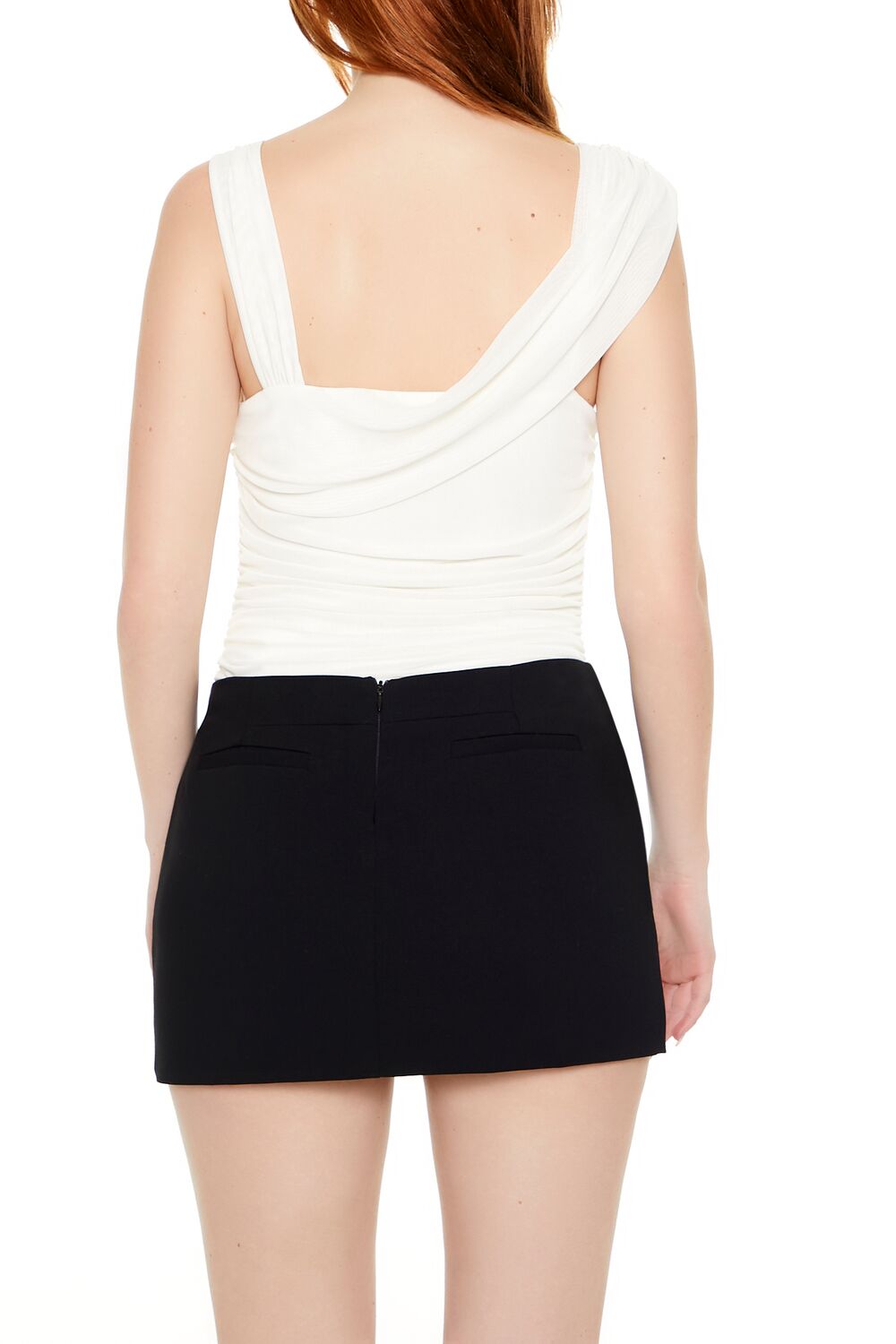 Asymmetrical Ruched Mesh Bodysuit - Image 8