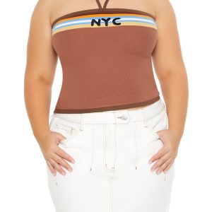 Plus Size NYC Halter Crop Top