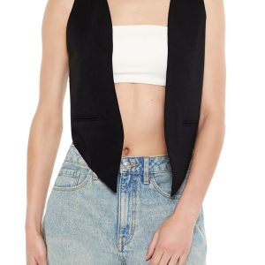 Open-Front Pointed-Hem Vest