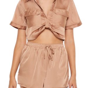 Satin Striped Crop Top