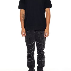 Slim-Fit Mid-Rise Frayed Jeans