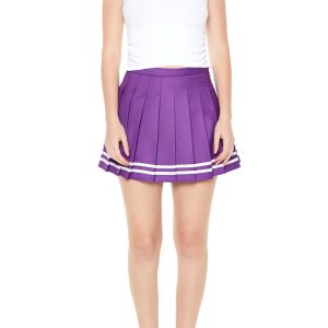 Varsity-Striped Pleated Mini Skirt