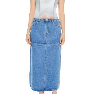 Convertible Denim Maxi Skirt