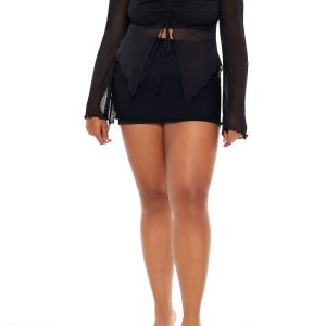Plus Size Mesh Mini Skirt