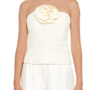 Rosette Peplum Tube Top