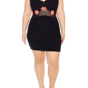 Plus Size Flower Sweater Dress