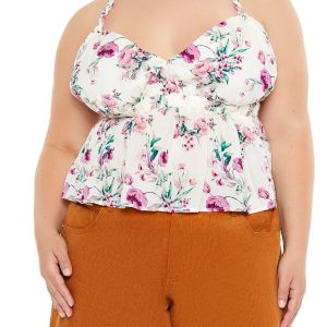 Plus Size Floral Print T-Back Cami