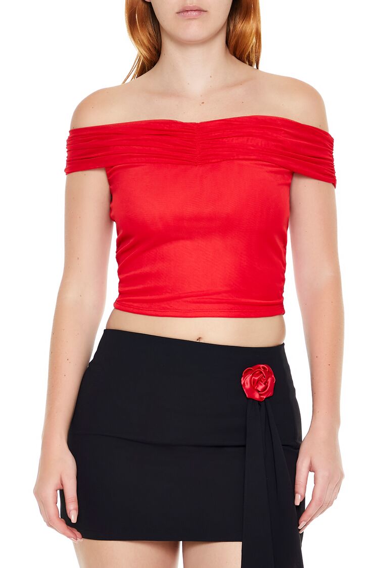 Mesh Off-the-Shoulder Crop Top - Image 6