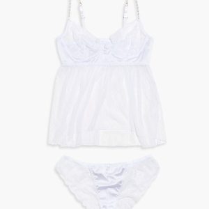 Plus Size Mesh Lingerie Cami & Panty Set