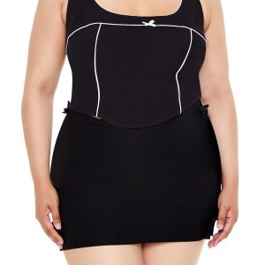 Plus Size Two-Tone Bow Crop Top