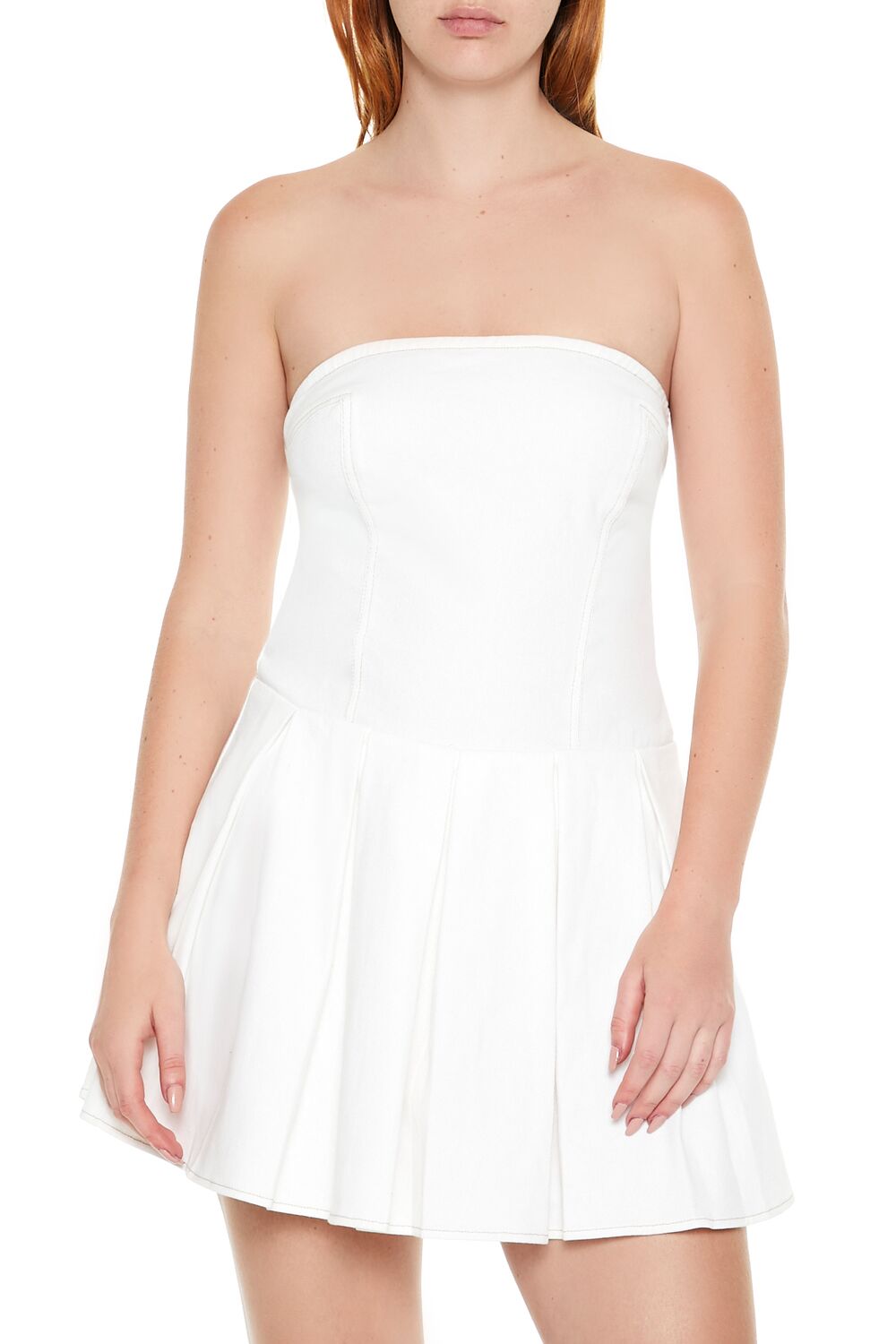 Pleated Strapless Bow Mini Dress - Image 4