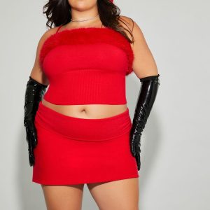 Plus Size Mean Girls Faux Fur Sweater-Knit Cami