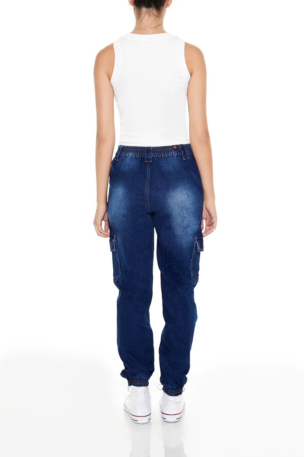 Stone Wash Denim Cargo Joggers - Image 5